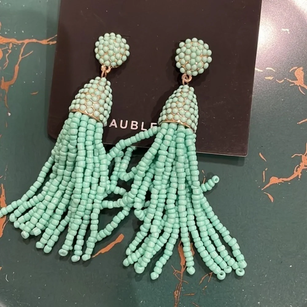 Brand new BaubleBar Tassle Blue Beaded Earring